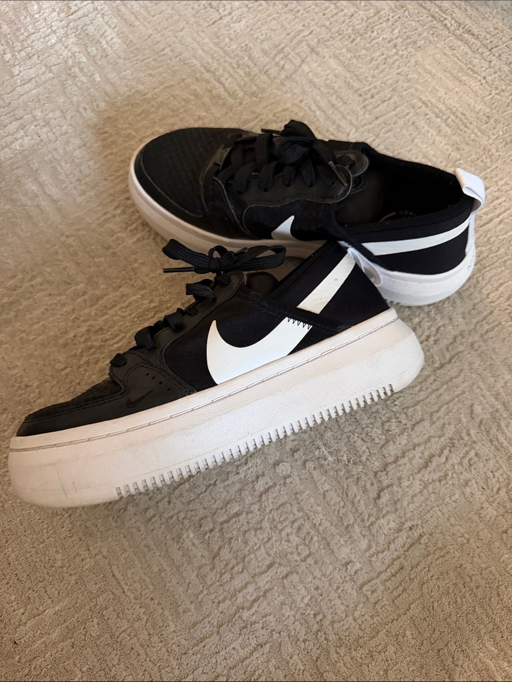 Nike Black and White Platform Sneakers